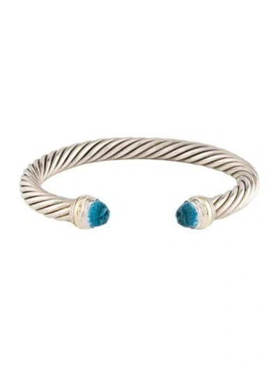 Pre-owned David Yurman Topaz Classic Cable Bracelet, 6.75" In Multi