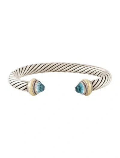 Pre-owned David Yurman Topaz Classic Cable Bracelet, 6.75" In Multi