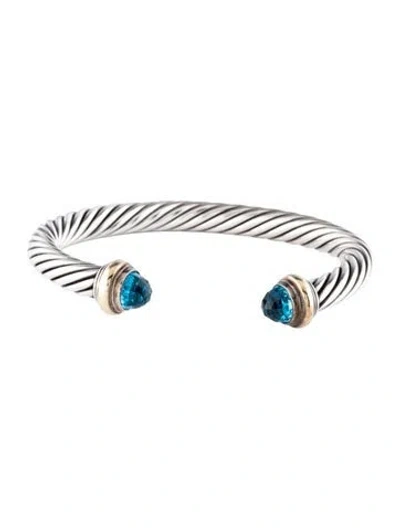 Pre-owned David Yurman Topaz Classic Cable Bracelet, 6.75" In Multi