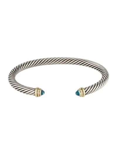 Pre-owned David Yurman Topaz Classic Cable Cuff, 6.75" In Multicolor