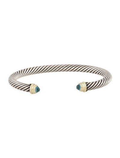 Pre-owned David Yurman Topaz Classic Cable Cuff Bracelet, 5mm, 6.5" In Multi