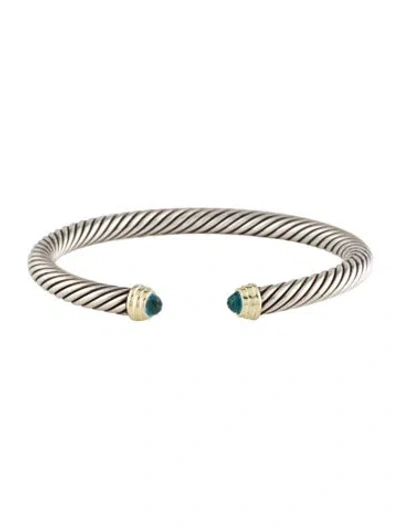 Pre-owned David Yurman Topaz Classic Cable Cuff Bracelet, 6.25" In Multi