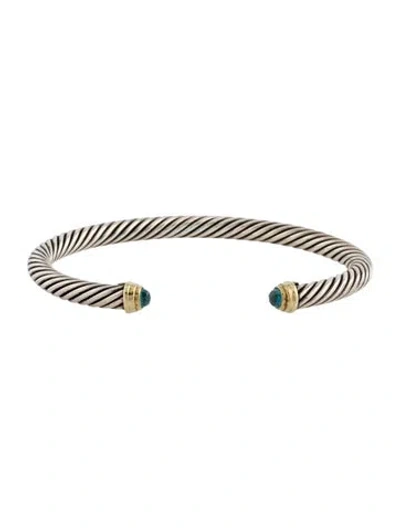 Pre-owned David Yurman Topaz Classic Cable Cuff Bracelet, 6.75" In Multi