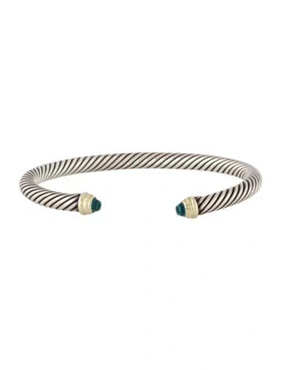 Pre-owned David Yurman Topaz Classic Cable Cuff Bracelet, 6.75" In Multi