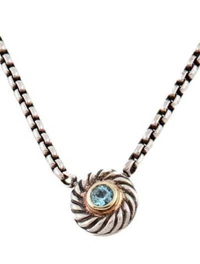 Pre-owned David Yurman Topaz Color Classic Cookie Pendant Necklace, 16" In Multicolor