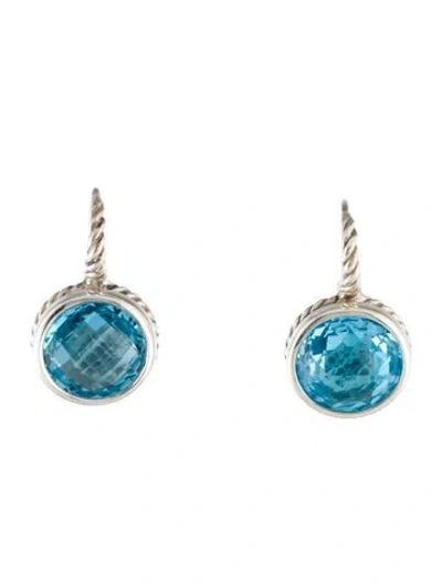 Pre-owned David Yurman Topaz Color Classics Drop Earrings In Blue