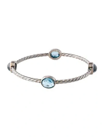 Pre-owned David Yurman Topaz Color Classics Four-station Bangle Bracelet, 7.25" In Multi