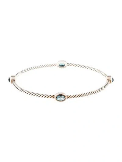 Pre-owned David Yurman Topaz Color Classics Four-station Bangle Bracelet, 8" In Multicolor