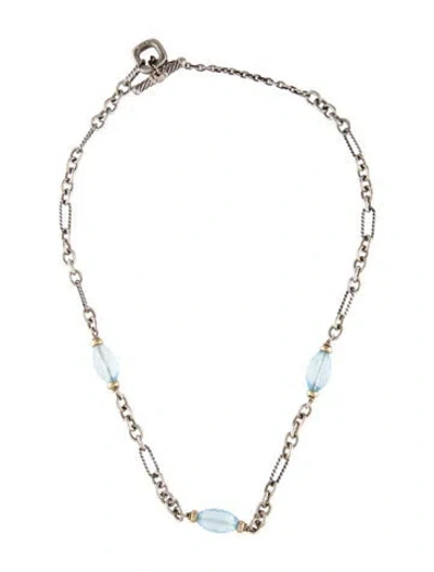Pre-owned David Yurman Topaz Figaro Chain Station Necklace, .25" In Multi