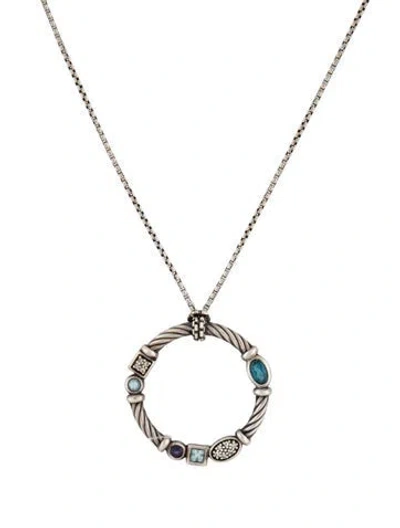 Pre-owned David Yurman Topaz, Iolite, & Diamond Confetti Pendant Necklace, 16" In Multi
