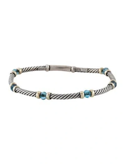 Pre-owned David Yurman Topaz Metro Station Bracelet, 6.5" In Multicolor