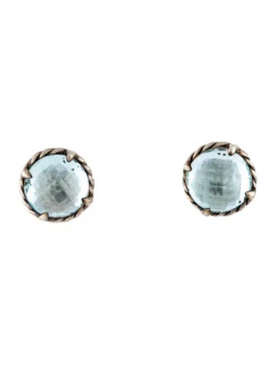 Pre-owned David Yurman Topaz Petite Chatelaine Stud Earrings In Multicolor