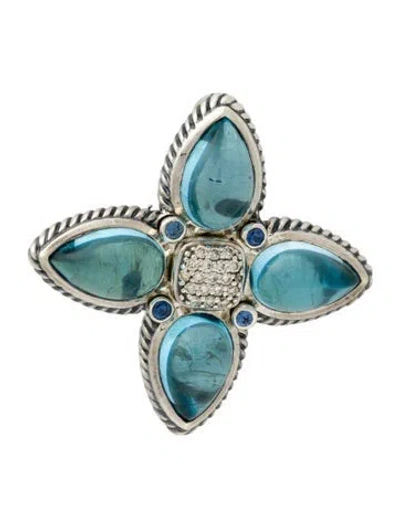 Pre-owned David Yurman Topaz, Sapphire & Diamond Renaissance Enhancer Pendant, 1.5" In Multi