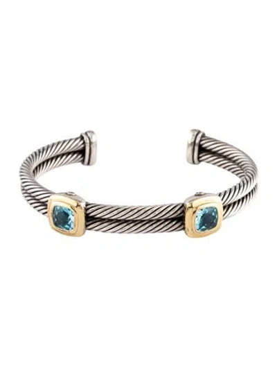 Pre-owned David Yurman Topaz Two Station Noblesse Cuff Bracelet, 7" In Multicolor