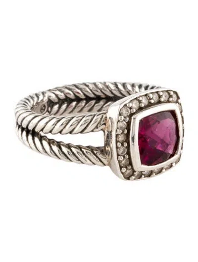 Pre-owned David Yurman Tourmaline & Diamond Petite Albion Ring In Multi