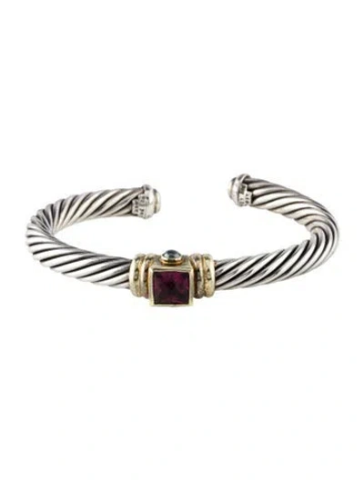 Pre-owned David Yurman Tourmaline & Hematite Renaissance Station Cuff, 6.5" In Multi