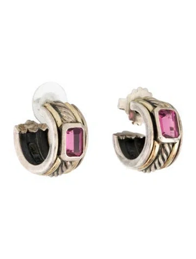 Pre-owned David Yurman Tourmaline Hoop Earrings In Multi