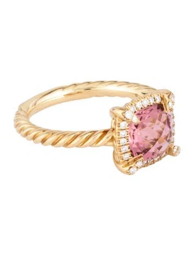Pre-owned David Yurman Tourmaline Petite Chatelaine Pavé Bezel Ring In Multicolor