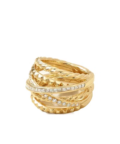 David Yurman Trio Six Row 18-karat Gold Diamond Ring In Pattern