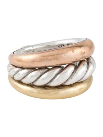 Pre-owned David Yurman Tri-tone Pure Form Ring In Multicolor
