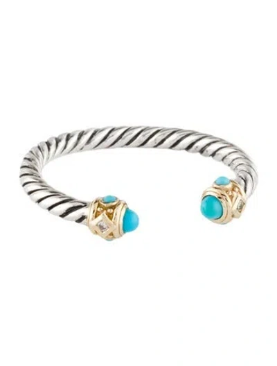 Pre-owned David Yurman Tuquoise & Diamond Renaissance Ring In Multi