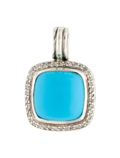 Pre-owned David Yurman Turquoise & Diamond Albion Enhancer Pendant In Multicolor