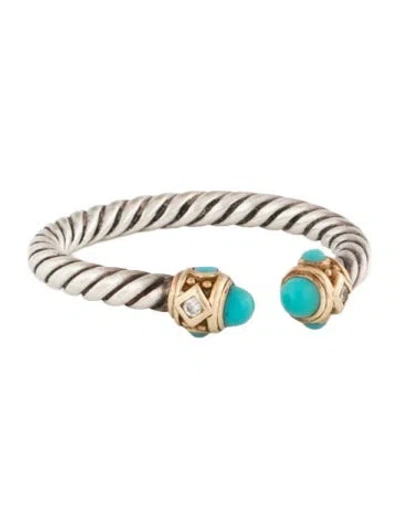 Pre-owned David Yurman Turquoise & Diamond Renaissance Ring In Multicolor