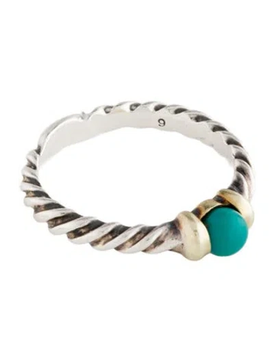Pre-owned David Yurman Turquoise Cable Ring In Multi