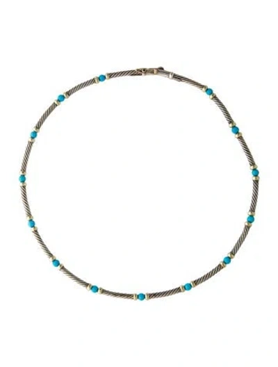 Pre-owned David Yurman Turquoise Hampton Choker, 15.25" In Multi