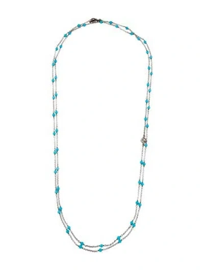 Pre-owned David Yurman Turquoise Logo Long Station Necklace, 60" In Multi
