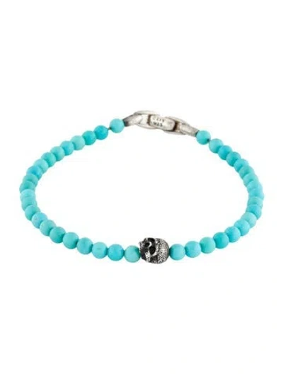 Pre-owned David Yurman Turquoise Skull Spiritual Beads Bracelet, 7.75" In Multi