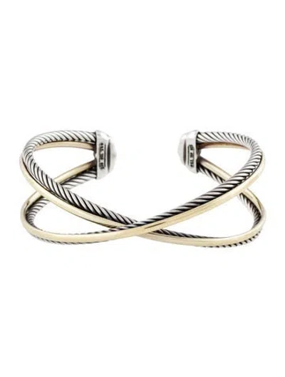 Pre-owned David Yurman Two Row Crossover Bracelet, 6.5" In Multicolor