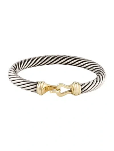 Pre-owned David Yurman Two Tone Buckle Classic Cable Bracelet, 6.5" In Multi