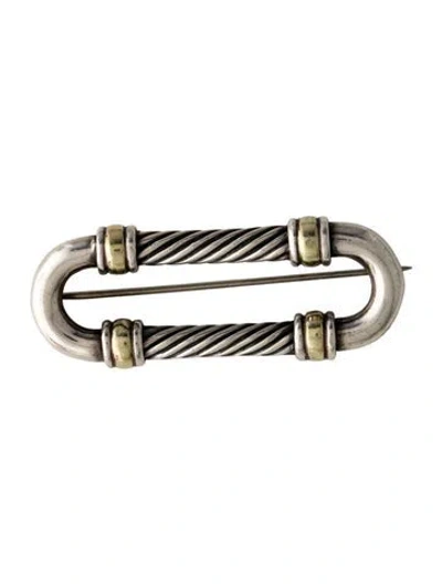 Pre-owned David Yurman Two Tone Cable Brooch In Multi