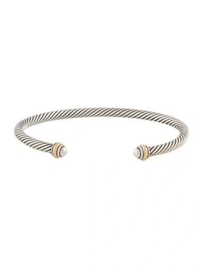 Pre-owned David Yurman Two Tone Classic Cable Bracelet, 7" In Multicolor