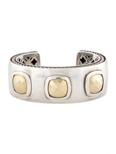 Pre-owned David Yurman Two Tone Wide Albion Cuff Bracelet, 6" In Multi