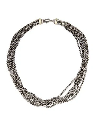 Pre-owned David Yurman Two-tone 6 Row Box Chain Necklace, 16" In Multi