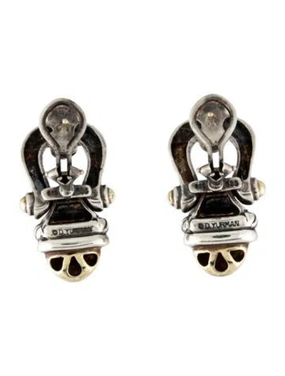 Pre-owned David Yurman Two-tone Acorn Doorknocker Earclips In Multicolor