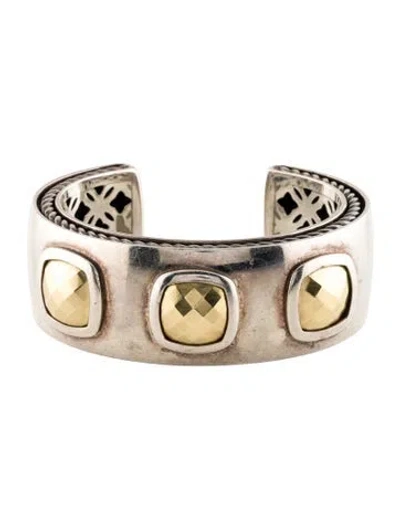 Pre-owned David Yurman Two-tone Albion Faceted Cuff, 6" In Multi