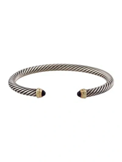 Pre-owned David Yurman Two-tone Amethyst Classic Cable Cuff, 7" In Multi