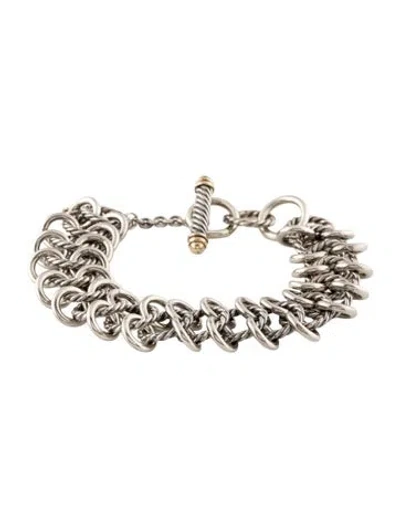 Pre-owned David Yurman Two-tone Atlas Double Row Link Bracelet, 6.5" In Multi