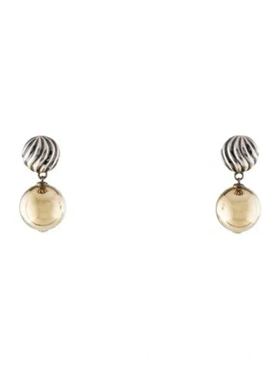 Pre-owned David Yurman Two-tone Ball Drop Earrings In Multi