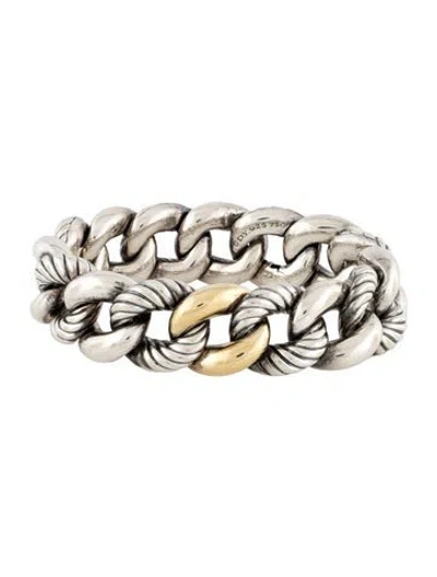 Pre-owned David Yurman Two-tone Belmont Curb Link Bracelet, 6.5" In Multicolor