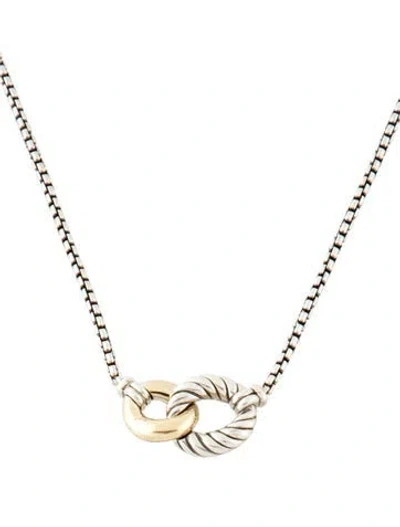 Pre-owned David Yurman Two-tone Belmont Curb Link Necklace, 16" In Multi
