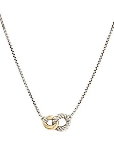 Pre-owned David Yurman Two-tone Belmont Curb Link Necklace, 17" In Multicolor