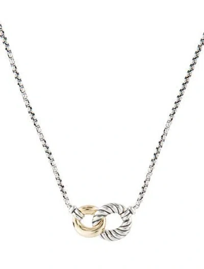 Pre-owned David Yurman Two-tone Belmont Curb Link Pendant Necklace, 17" In Multicolor