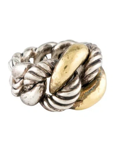 Pre-owned David Yurman Two-tone Belmont Curb Link Ring In Multi