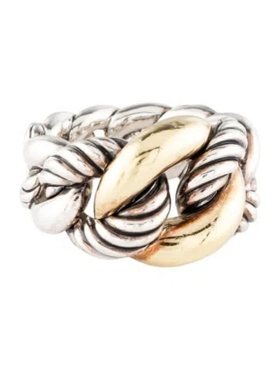 Pre-owned David Yurman Two-tone Belmont Curb Link Ring In Multi