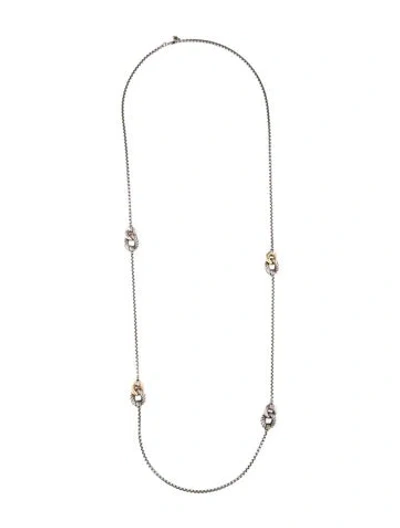 Pre-owned David Yurman Two-tone Belmont Station Necklace, 36.25" In Multi