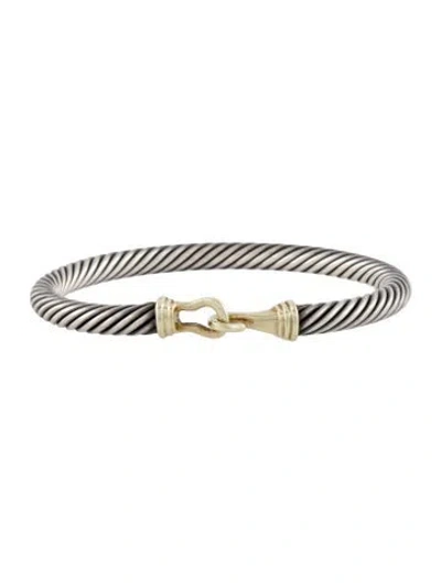 Pre-owned David Yurman Two-tone Buckle Bangle Bracelet, 6.25" In Multi